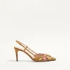 VLogo Signature Slingback Pump In Crust Leather With Floral Embroidery 80Mm