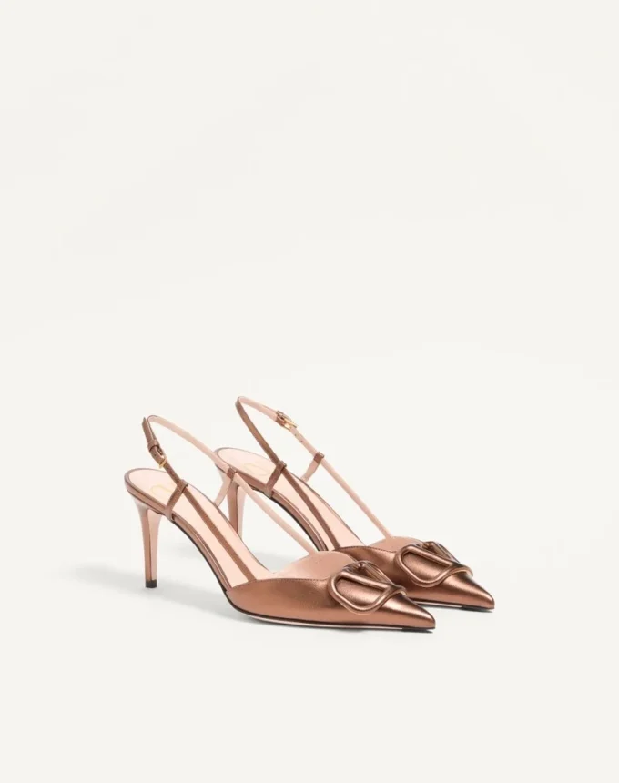 Vlogo Signature Slingback Pump In Laminated Nappa Leather 80Mm
