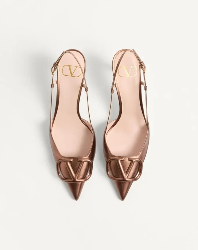 Vlogo Signature Slingback Pump In Laminated Nappa Leather 80Mm