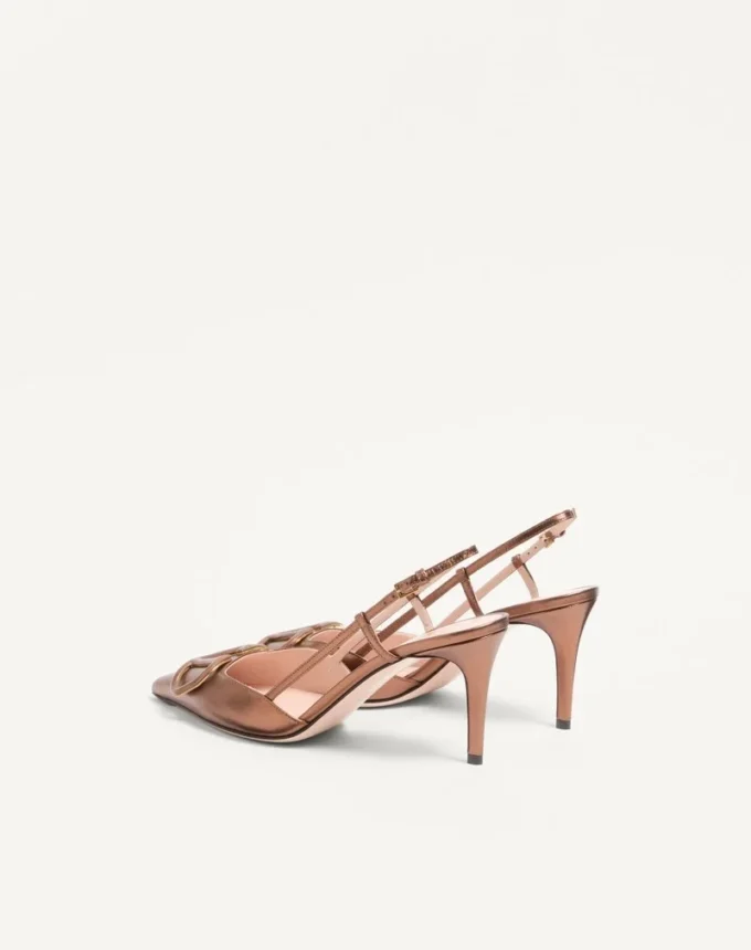 Vlogo Signature Slingback Pump In Laminated Nappa Leather 80Mm