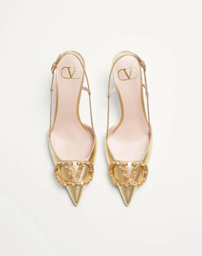 Vlogo Signature Slingback Pump In Laminated Nappa Leather 80Mm