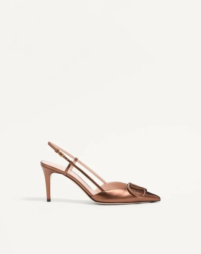 Vlogo Signature Slingback Pump In Laminated Nappa Leather 80Mm