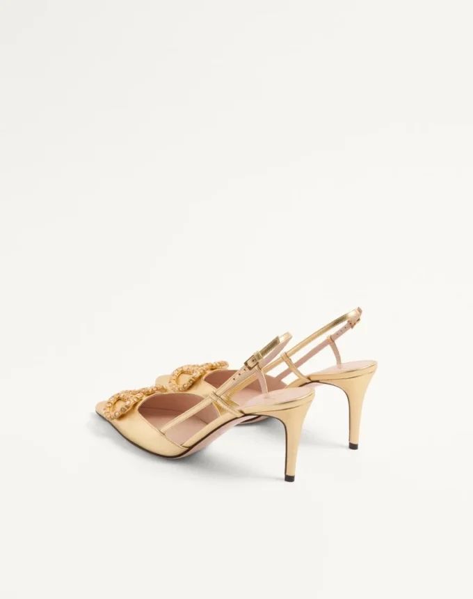 Vlogo Signature Slingback Pump In Laminated Nappa Leather 80Mm