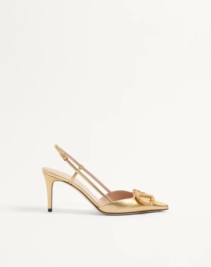 Vlogo Signature Slingback Pump In Laminated Nappa Leather 80Mm