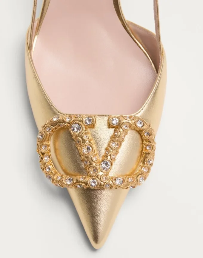 Vlogo Signature Slingback Pump In Laminated Nappa Leather 80Mm