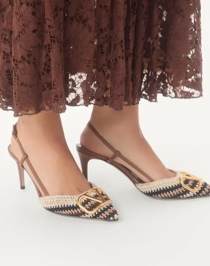 Vlogo Signature Slingback Pump With Crochet Embroidery 80Mm