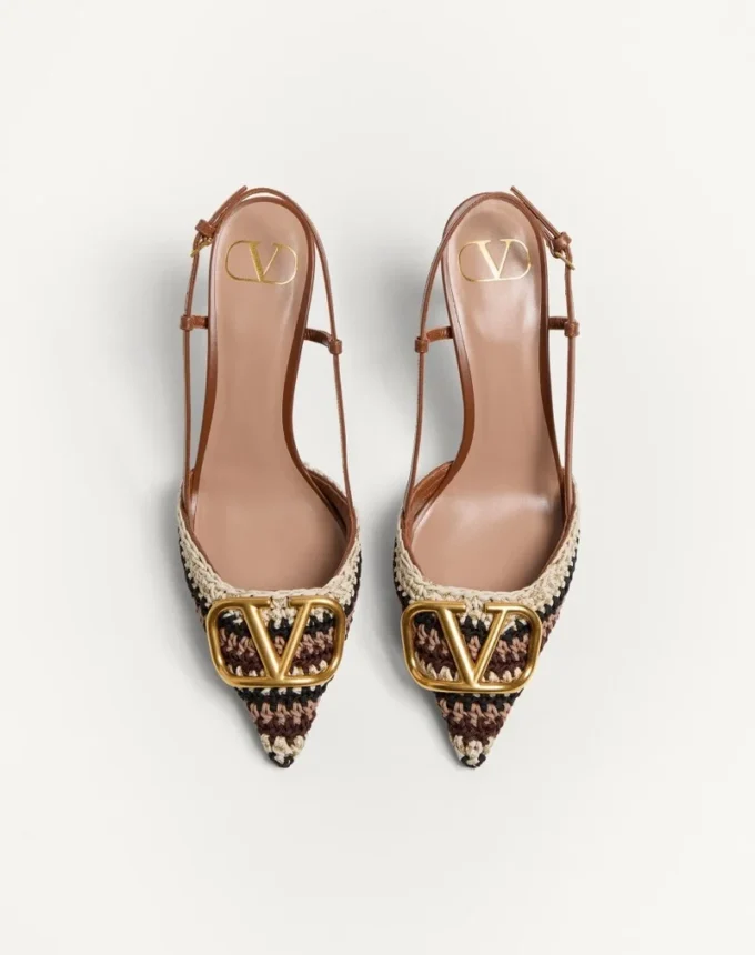 Vlogo Signature Slingback Pump With Crochet Embroidery 80Mm