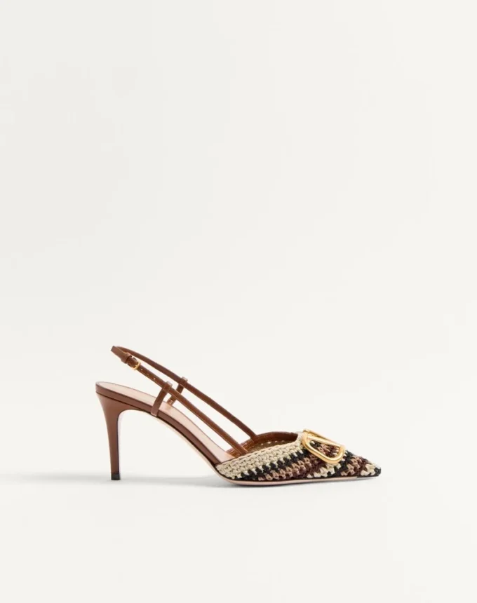 Vlogo Signature Slingback Pump With Crochet Embroidery 80Mm