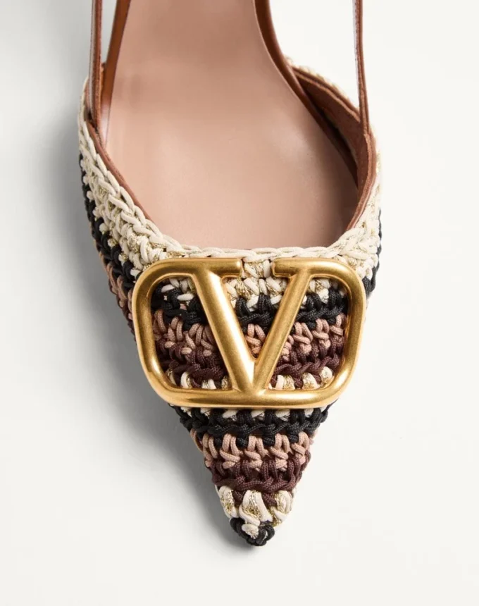 Vlogo Signature Slingback Pump With Crochet Embroidery 80Mm