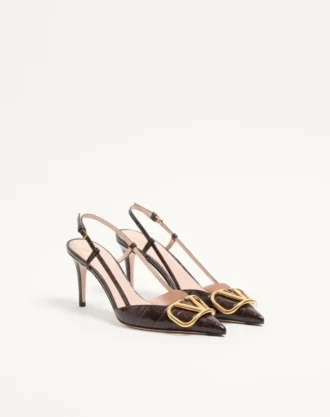 Vlogo Signature Slingback Pumps In 80MM Printed Calfskin