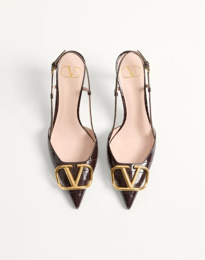 Vlogo Signature Slingback Pumps In 80MM Printed Calfskin