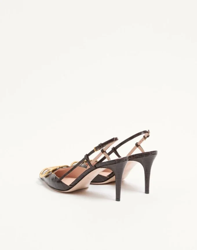 Vlogo Signature Slingback Pumps In 80MM Printed Calfskin