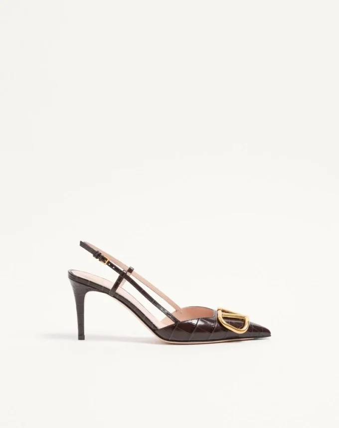Vlogo Signature Slingback Pumps In 80MM Printed Calfskin