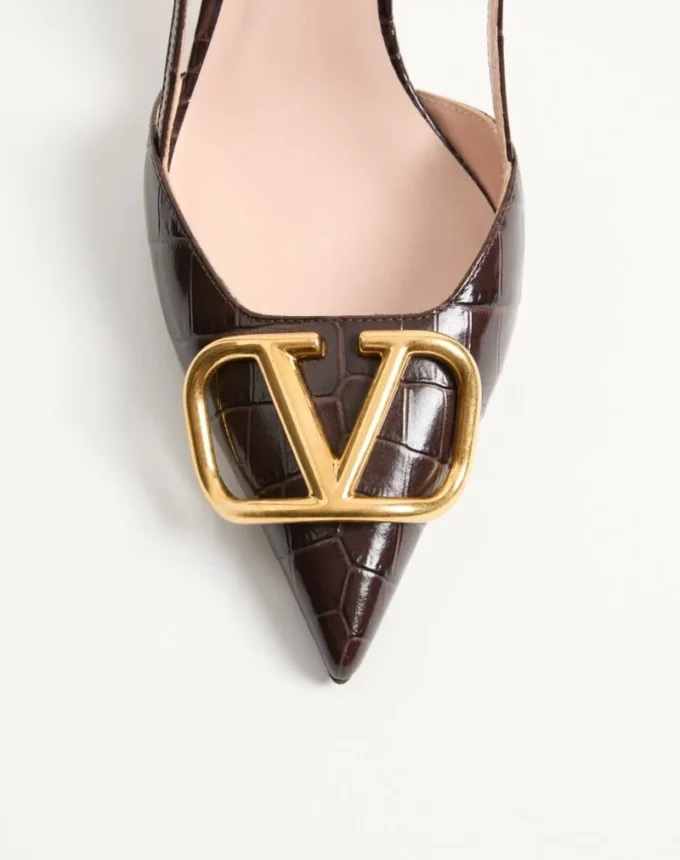 Vlogo Signature Slingback Pumps In 80MM Printed Calfskin