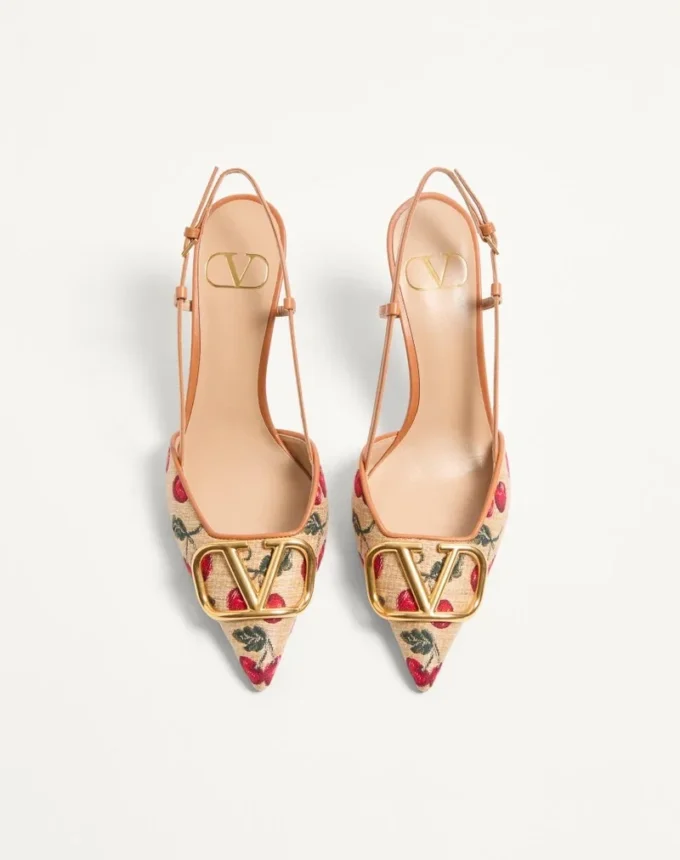Vlogo Signature Slingback Pumps In Cherryfic Pattern 80Mm