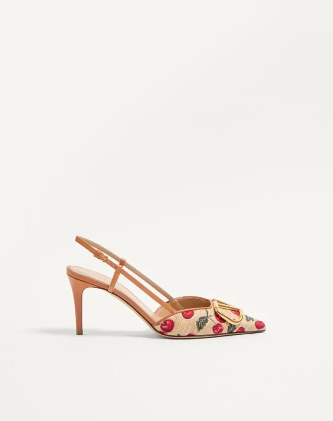 Vlogo Signature Slingback Pumps In Cherryfic Pattern 80Mm