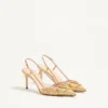 Vlogo Signature Slingback Pumps In Cloqué Jacquard Fabric 80mm