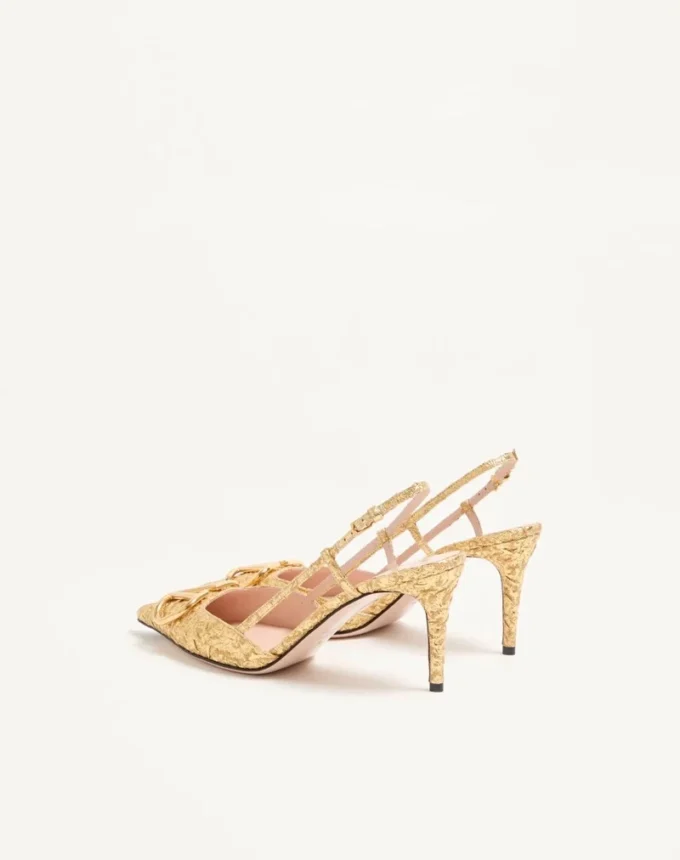 Vlogo Signature Slingback Pumps In Cloqué Jacquard Fabric 80mm