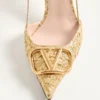 Vlogo Signature Slingback Pumps In Cloqué Jacquard Fabric 80mm