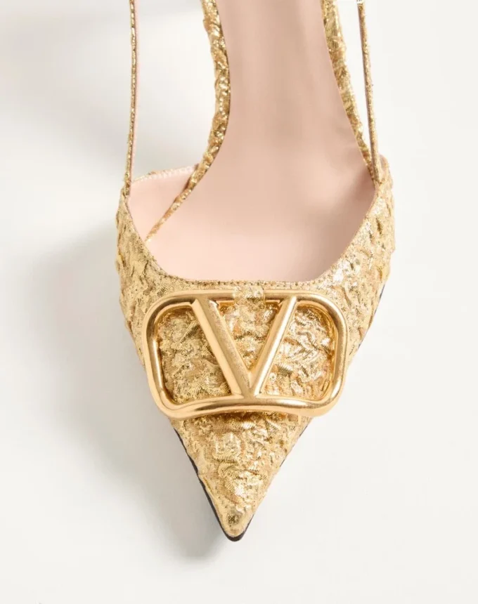 Vlogo Signature Slingback Pumps In Cloqué Jacquard Fabric 80mm