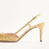 Vlogo Signature Slingback Pumps In Cloqué Jacquard Fabric 80mm