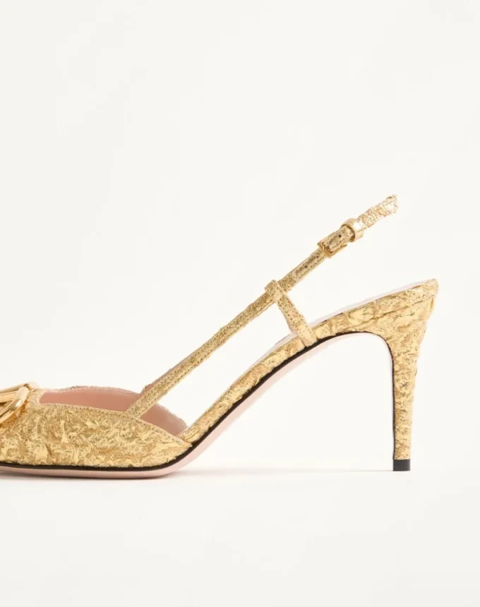 Vlogo Signature Slingback Pumps In Cloqué Jacquard Fabric 80mm