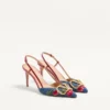 Vlogo Signature Slingback Pumps In Denim With Cherryfic Embroidery 80Mm