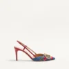 Vlogo Signature Slingback Pumps In Denim With Cherryfic Embroidery 80Mm