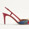 Vlogo Signature Slingback Pumps In Denim With Cherryfic Embroidery 80Mm
