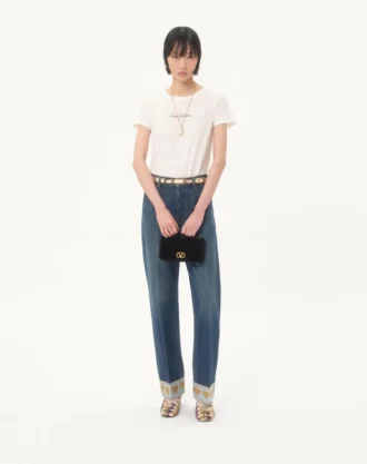 Vlogo Signature Velvet Chain Wallet With Jewel Logo