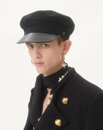 VLogo Signature Wool Cap With Leather Visor