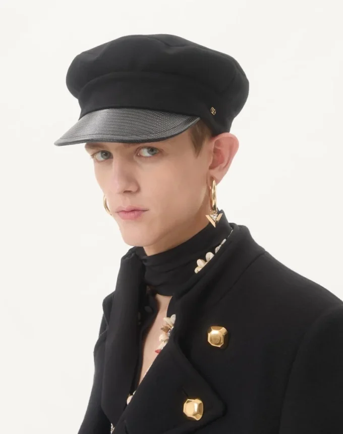 VLogo Signature Wool Cap With Leather Visor