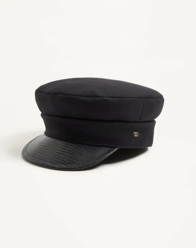 VLogo Signature Wool Cap With Leather Visor