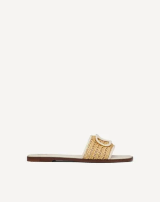 Vlogo Signature Woven Raffia Slide Sandal 80Mm