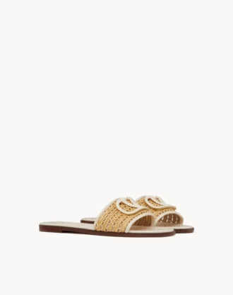Vlogo Signature Woven Raffia Slide Sandal 80Mm