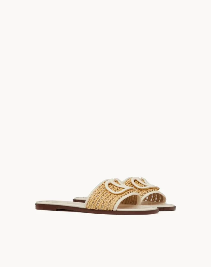 Vlogo Signature Woven Raffia Slide Sandal 80Mm