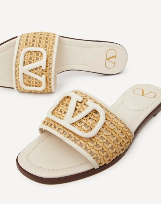 Vlogo Signature Woven Raffia Slide Sandal 80Mm