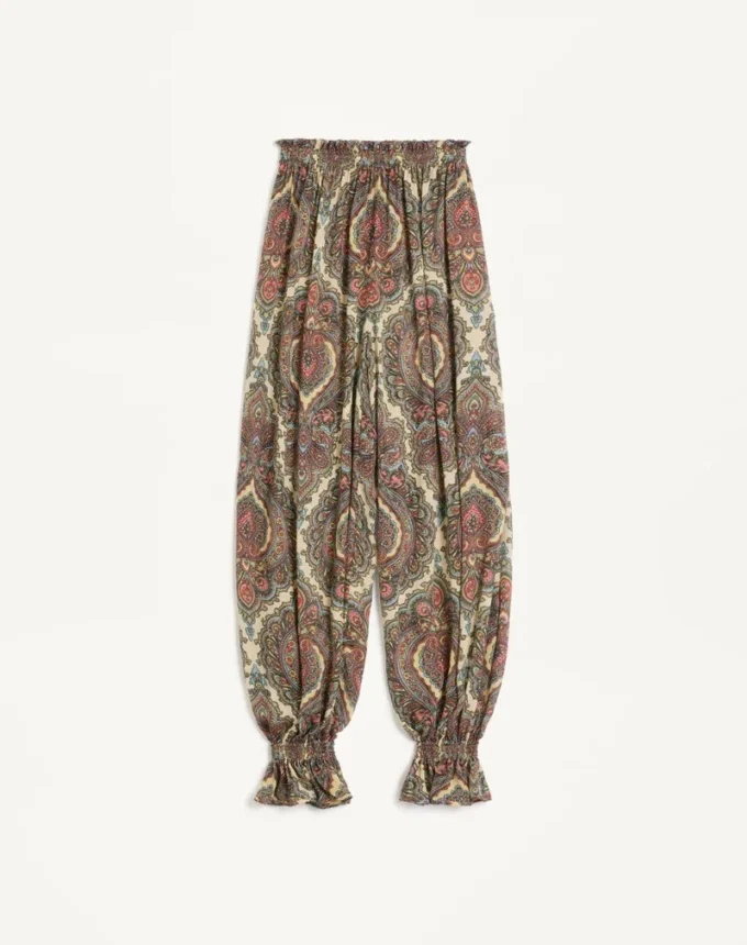 Voyage Imaginaire Cashmere Print Georgette Pants