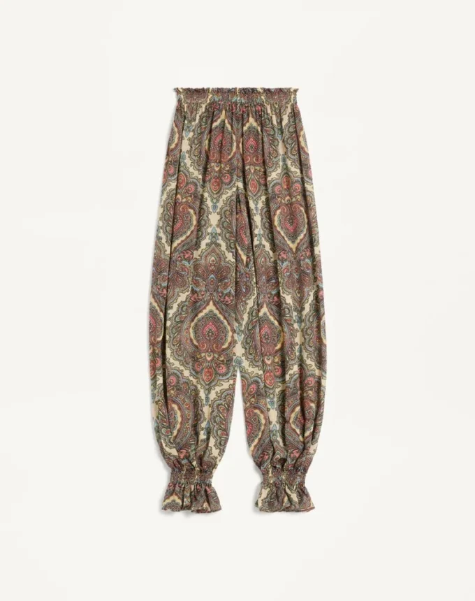 Voyage Imaginaire Cashmere Print Georgette Pants