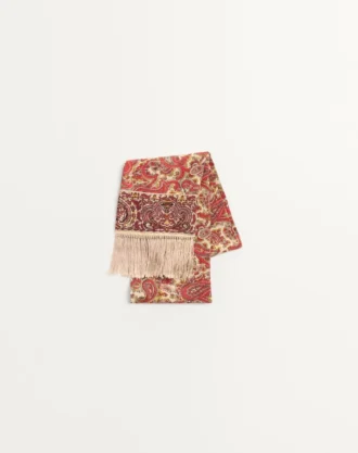 Voyage Imaginaire Silk Bandeau Scarf With Fringe