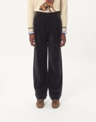 Washed Cotton-Linen Velvet Pants