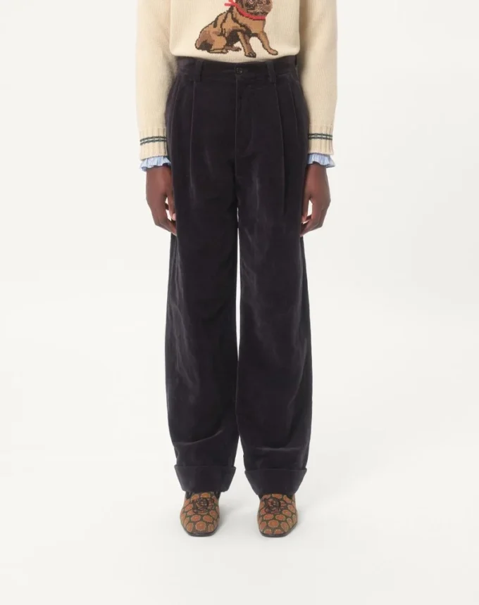 Washed Cotton-Linen Velvet Pants