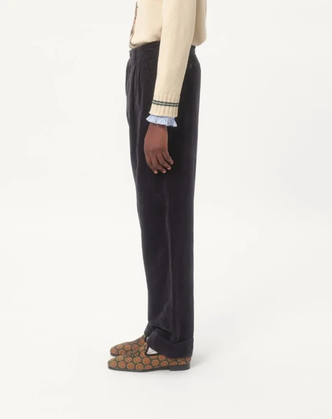 Washed Cotton-Linen Velvet Pants