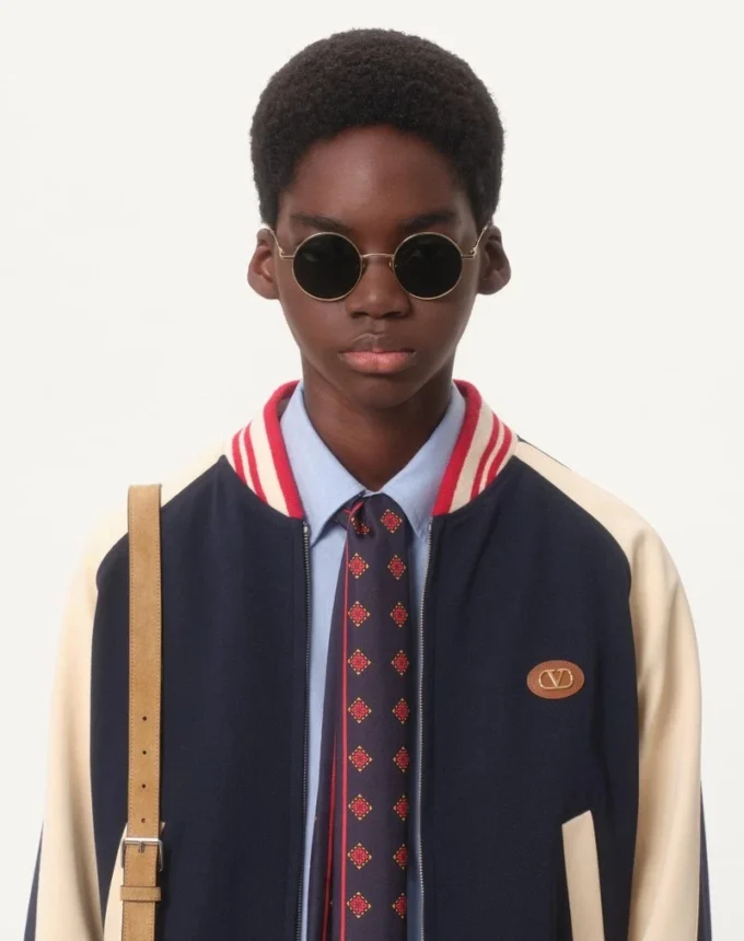 Wool And Cotton Bomber Jacket With Vlogo And Le Chat De La Maison Patch Wool And Cotton Bomber Jacket With Vlogo And Le Chat De La Maison Patch