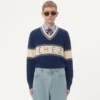 Wool And Cotton Jumper With Chez Valentino Jacquard Pattern Wool And Cotton Jumper With Chez Valentino Jacquard Pattern