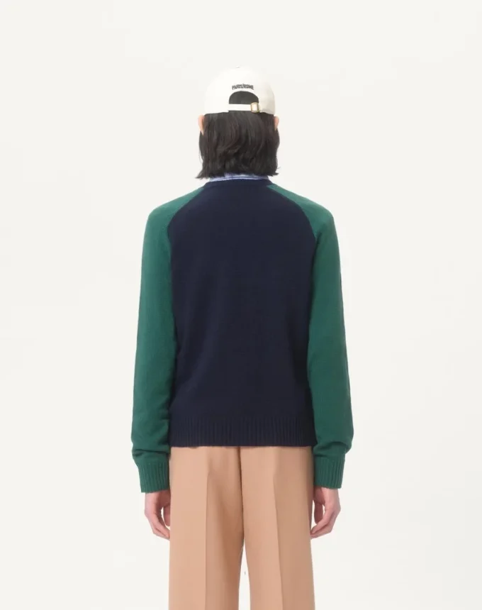 Wool And Cotton Sweater With Chez Valentino Jacquard Pattern Wool And Cotton Sweater With Chez Valentino Jacquard Pattern