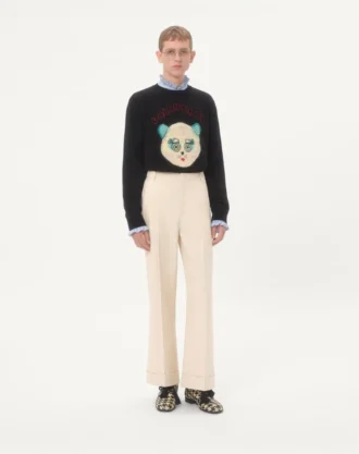 Wool And Cotton Sweater With Le Chat De La Maison Patch