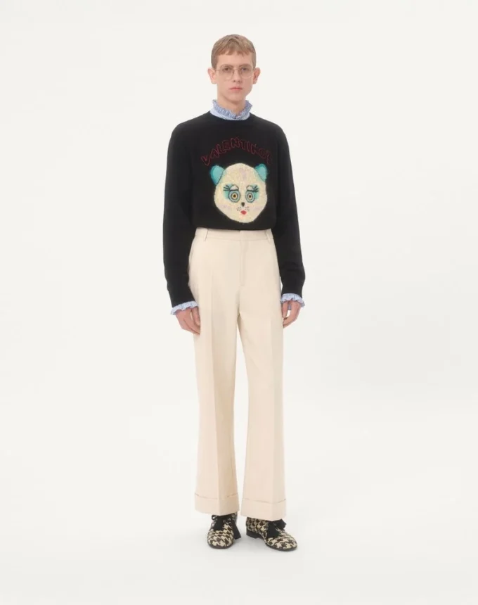 Wool And Cotton Sweater With Le Chat De La Maison Patch Wool And Cotton Sweater With Le Chat De La Maison Patch