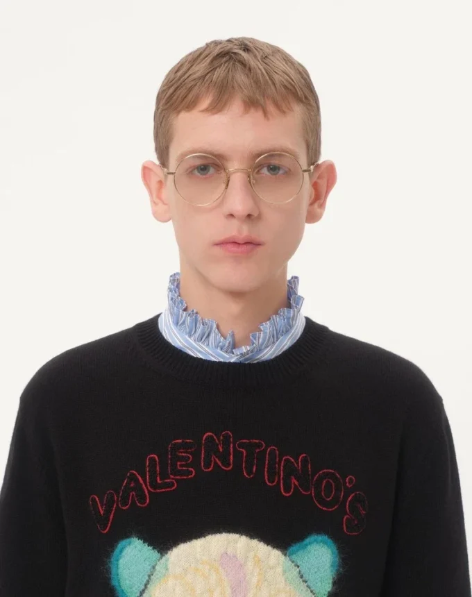 Wool And Cotton Sweater With Le Chat De La Maison Patch Wool And Cotton Sweater With Le Chat De La Maison Patch