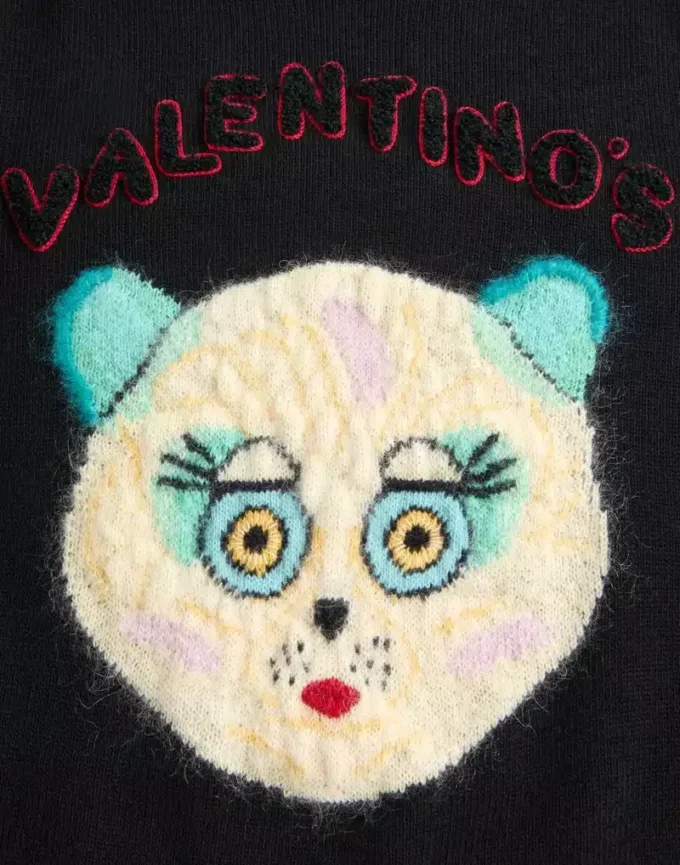 Wool And Cotton Sweater With Le Chat De La Maison Patch Wool And Cotton Sweater With Le Chat De La Maison Patch